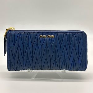 Miu Miu Navy Continental Leather Wallet